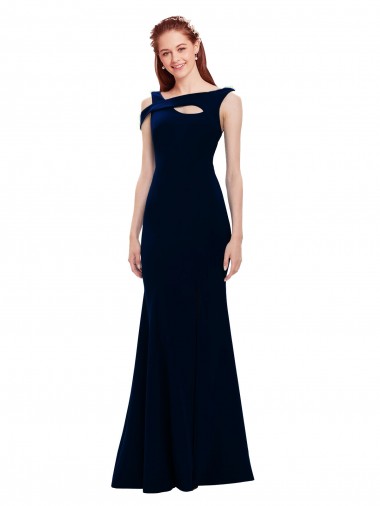 Vendeurs de Bleu marine foncé Sirène Épaule Dénudée Crêpe Stretch Longue Formelles Robes demoiselle d'honneur / Robes de soirée / Robes de bal