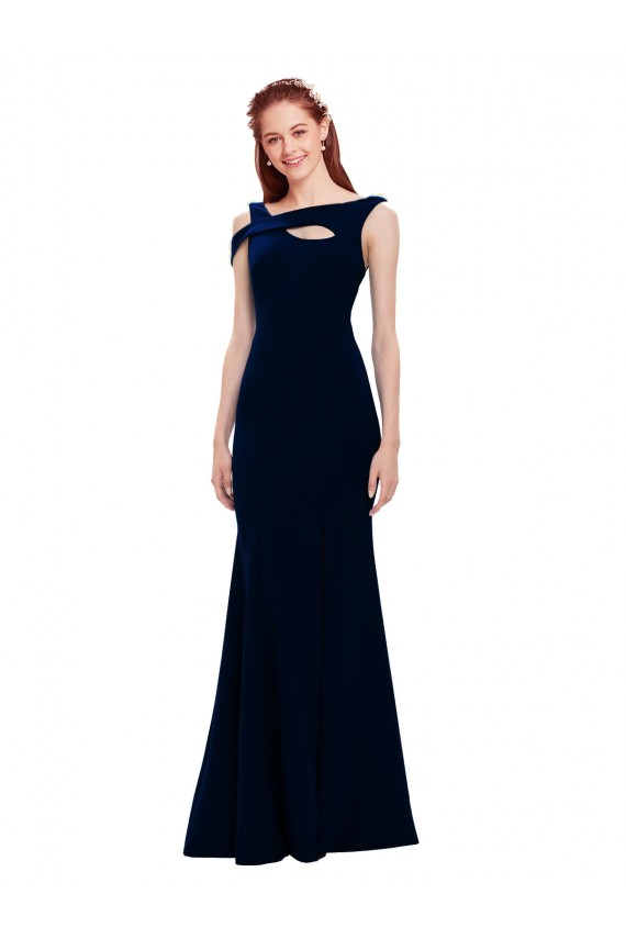 Vendeurs de Bleu marine foncé Sirène Épaule Dénudée Crêpe Stretch Longue Formelles Robes demoiselle d'honneur / Robes de soirée / Robes de bal