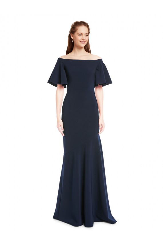 Vendeurs de Bleu marine foncé Sirène Épaule Dénudée Crêpe Stretch Longue Formelles Robes demoiselle d'honneur / Robes de soirée / Robes de bal