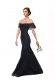 Vendeurs de Bleu marine foncé Sirène Épaule Dénudée Dentelle Longue Robes demoiselle d'honneur / Robes de bal