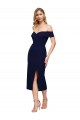 Vendeurs de Bleu marine foncé Sirène Épaule Dénudée midi Crêpe Stretch Courte Robes demoiselle d'honneur / Robes de soirée / Robes de cocktail
