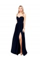 Vendeurs de Bleu marine foncé Trapèze Bretelles spaghetti Mousseline Longue Formelles Robes demoiselle d'honneur / Robes de soirée