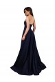 Vendeurs de Bleu marine foncé Trapèze Col Haut Crêpe Stretch Longue Formelles Robes demoiselle d'honneur / Robes de soirée / Robes de bal