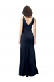 Vendeurs de Bleu marine foncé Trapèze Col V Crêpe Stretch Longue Formelles Robes demoiselle d'honneur / Robes de soirée / Robes de bal