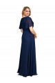 Vendeurs de Bleu marine foncé Trapèze Col V Mousseline Longue Formelles Robes demoiselle d'honneur / Robes de soirée / Robes de bal