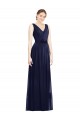 Vendeurs de Bleu marine foncé Trapèze Col V Mousseline Longue Robes demoiselle d'honneur
