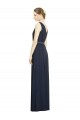 Vendeurs de Bleu marine foncé Trapèze Col V Mousseline Longue Robes demoiselle d'honneur