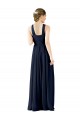 Vendeurs de Bleu marine foncé Trapèze Col V Mousseline Longue Robes demoiselle d'honneur