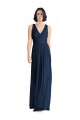 Vendeurs de Bleu marine foncé Trapèze Col V Mousseline Longue Robes demoiselle d'honneur