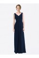 Vendeurs de Bleu marine foncé Trapèze Col V Mousseline Longue Robes demoiselle d'honneur