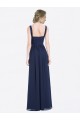 Vendeurs de Bleu marine foncé Trapèze Col V Mousseline Longue Robes demoiselle d'honneur