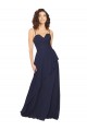 Vendeurs de Bleu marine foncé Trapèze Col V Mousseline Longue Robes demoiselle d'honneur