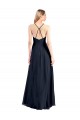 Vendeurs de Bleu marine foncé Trapèze Col V Mousseline Longue Robes demoiselle d'honneur / Robes de bal