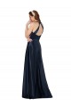 Vendeurs de Bleu marine foncé Trapèze Col V Satiné Longue Formelles Robes demoiselle d'honneur / Robes de soirée / Robes de bal