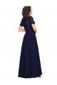 Vendeurs de Bleu marine foncé Trapèze Col rond Mousseline Longue Robes demoiselle d'honneur / Robes de bal