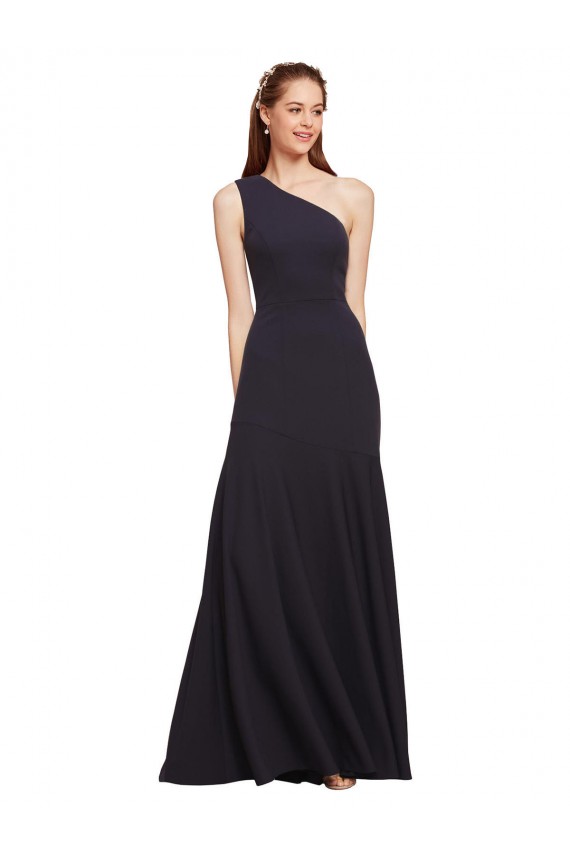 Vendeurs de Bleu marine foncé Trapèze Crêpe Stretch Longue Formelles Robes demoiselle d'honneur / Robes de soirée / Robes de bal
