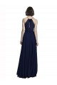 Vendeurs de Bleu marine foncé Trapèze Licou Col Haut Mousseline Longue Robes demoiselle d'honneur