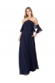 Vendeurs de Bleu marine foncé Trapèze Licou Col Haut Mousseline Longue Robes demoiselle d'honneur