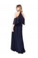 Vendeurs de Bleu marine foncé Trapèze Licou Col Haut Mousseline Longue Robes demoiselle d'honneur