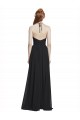 Vendeurs de Bleu marine foncé Trapèze Licou Col V Mousseline Longue Robes demoiselle d'honneur