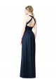 Vendeurs de Bleu marine foncé Trapèze Licou Col V Mousseline Longue Robes demoiselle d'honneur
