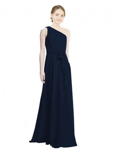 Vendeurs de Bleu marine foncé Trapèze Mousseline Longue Robes demoiselle d'honneur