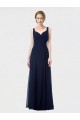 Vendeurs de Bleu marine foncé Trapèze Mousseline Longue Robes demoiselle d'honneur