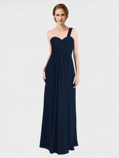 Vendeurs de Bleu marine foncé Trapèze Mousseline Longue Robes demoiselle d'honneur
