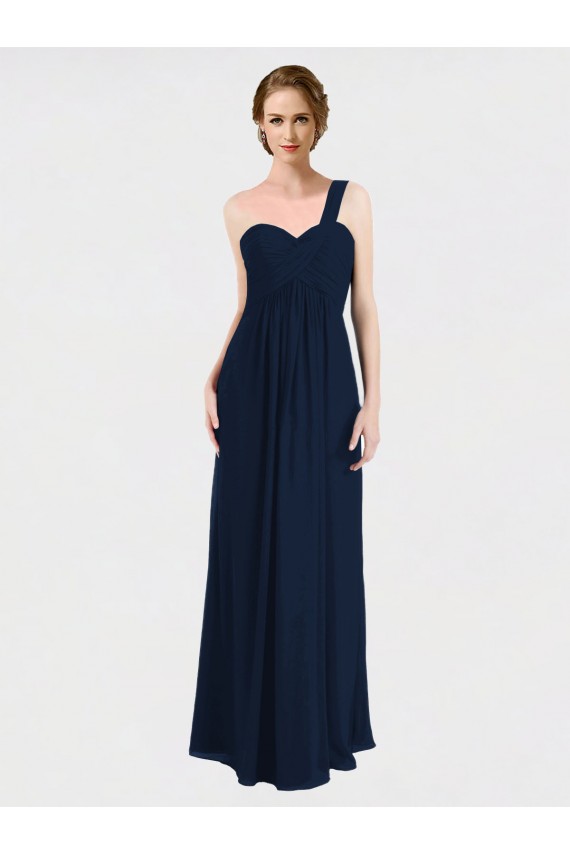 Vendeurs de Bleu marine foncé Trapèze Mousseline Longue Robes demoiselle d'honneur