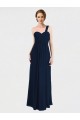 Vendeurs de Bleu marine foncé Trapèze Mousseline Longue Robes demoiselle d'honneur