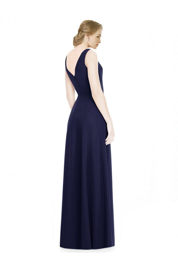 Vendeurs de Bleu marine foncé Trapèze Mousseline Longue Robes demoiselle d'honneur