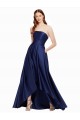 Vendeurs de Bleu marine foncé Trapèze Sans bretelle Satiné Longue Asymétrique Formelles Robes demoiselle d'honneur / Robes de soirée / Robes de bal