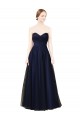 Vendeurs de Bleu marine foncé Trapèze Sans bretelle Tulle Longue Robes demoiselle d'honneur