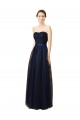 Vendeurs de Bleu marine foncé Trapèze Sans bretelle Tulle Longue Robes demoiselle d'honneur