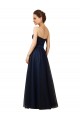 Vendeurs de Bleu marine foncé Trapèze Sans bretelle Tulle Longue Robes demoiselle d'honneur