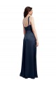 Vendeurs de Bleu marine foncé Trapèze Satiné Stretch Longue Formelles Robes demoiselle d'honneur / Robes de soirée / Robes de bal