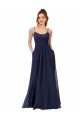 Vendeurs de Bleu marine foncé Trapèze Scoop Mousseline Dentelle Longue Robes demoiselle d'honneur