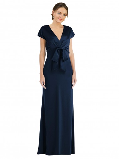 Vendeurs de Bleu marine foncé Trompette Épaule Dénudée Crêpe Stretch Longue Formelles Robes demoiselle d'honneur / Robes de soirée / Robes de bal