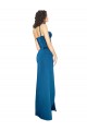 Vendeurs de Bleu paon Fourreau Bretelles spaghetti Satiné Soyeux Longue Formelles Robes demoiselle d'honneur / Robes de soirée / Robes de bal