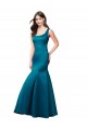 Vendeurs de Bleu paon Sirène Bateau Satiné Longue Robes demoiselle d'honneur / Robes de bal