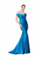 Vendeurs de Bleu paon Sirène Épaule Dénudée Satiné Longue Formelles Robes demoiselle d'honneur / Robes de soirée / Robes de bal