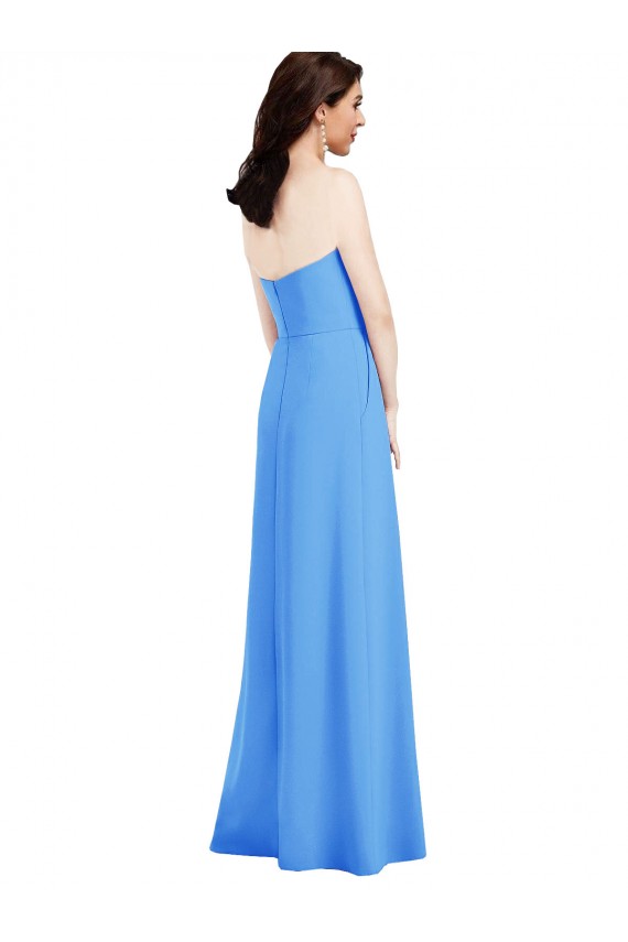 Vendeurs de Bleu paon Trompette Sans bretelle Crêpe Stretch Longue Robes demoiselle d'honneur / Robes de bal