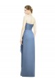 Vendeurs de Bleu poussiéreux Fourreau Sans bretelle Mousseline Longue Robes demoiselle d'honneur