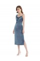 Vendeurs de Bleu poussiéreux Fourreau Velours Stretch Longue Robes demoiselle d'honneur / Robes de bal