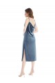 Vendeurs de Bleu poussiéreux Fourreau Velours Stretch Longue Robes demoiselle d'honneur / Robes de bal