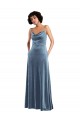 Vendeurs de Bleu poussiéreux Fourreau Velours Stretch Longue Robes demoiselle d'honneur / Robes de bal