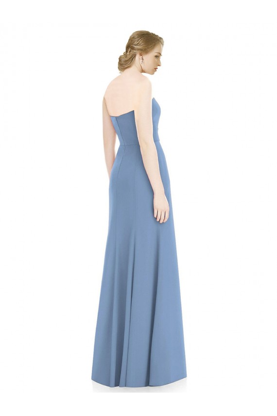 Vendeurs de Bleu poussiéreux Sirène Sans bretelle Mousseline Longue Robes demoiselle d'honneur