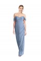 Vendeurs de Bleu poussiéreux Sirène Épaule Dénudée Mousseline Longue Robes demoiselle d'honneur
