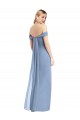Vendeurs de Bleu poussiéreux Sirène Épaule Dénudée Mousseline Longue Robes demoiselle d'honneur