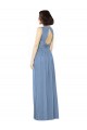 Vendeurs de Bleu poussiéreux Trapèze Bateau Mousseline Longue Robes demoiselle d'honneur